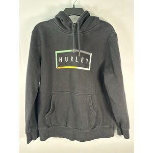 Hurley Men's Large Fleece Pullover Hoodie Block Spellout Logo Center